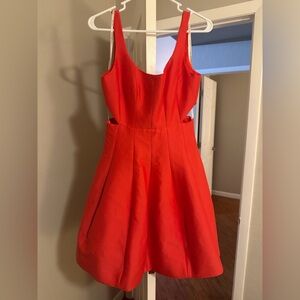 Halston Heritage Vibrant Red Backless Dress